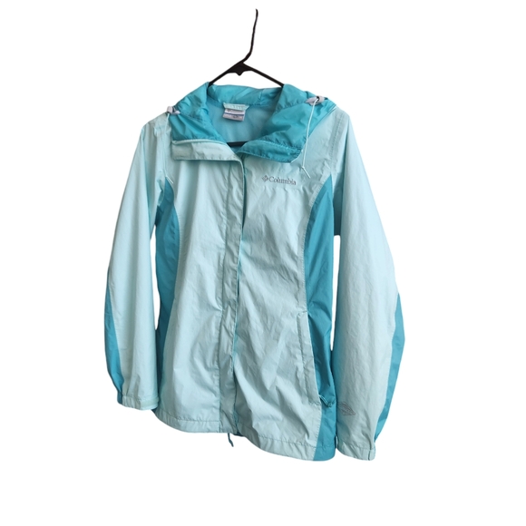 Columbia Women's Gorpcore Waterproof Full Zip Nylon Windbreaker Hoodie Aqua XS - Picture 13 of 13